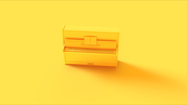 黄色古典立式钢琴图片下载