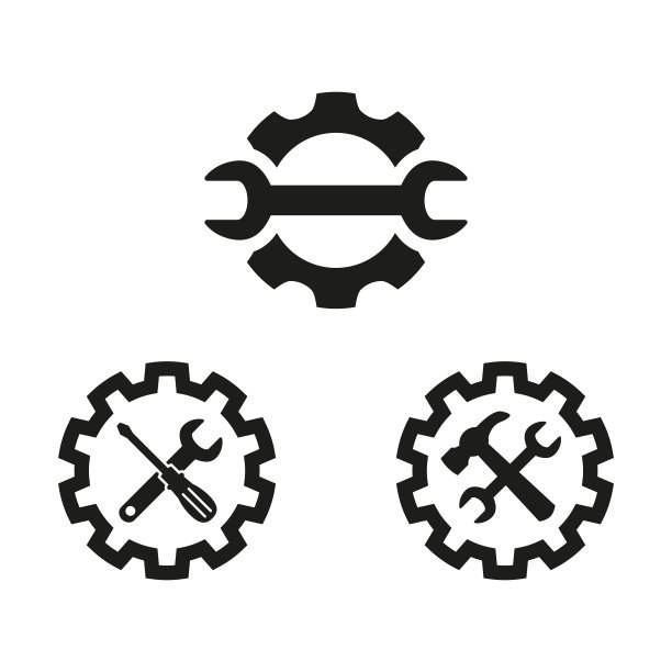 白色背景上的服务工具图标。图片下载