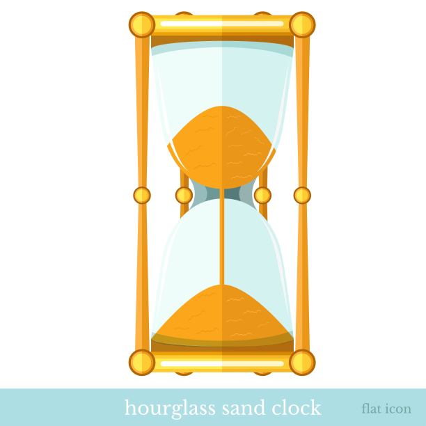 平面图标沙漏上的白色图片下载