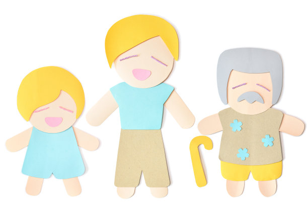 男人在白色背景上剪纸图片下载