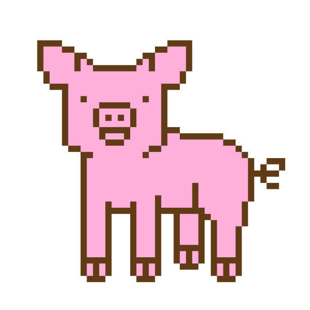 老校8位像素艺术粉猪站在地上。家养农场动物的图标孤立在白色的背景。小猪的象征。小猪会徽。复古视频/pc游戏角色。老虎机图形。图片下载