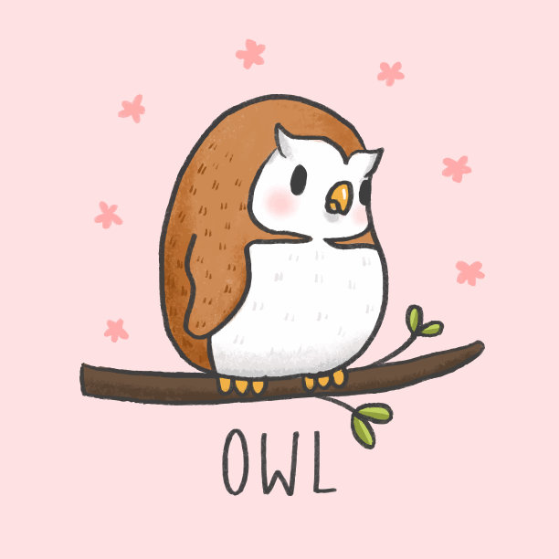 可爱的猫头鹰卡通手绘风格图片下载