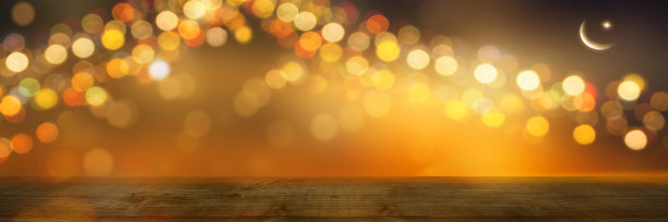 节日木桌背景与新月星图片下载