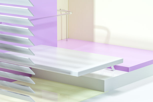 3d渲染，轻松的色彩与创意的形状房间。图片下载