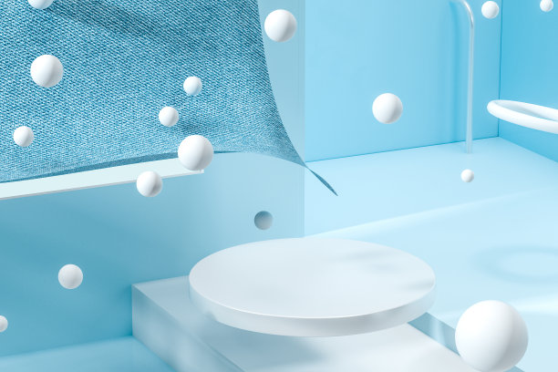 3d渲染，轻松的色彩与创意的形状房间。图片下载