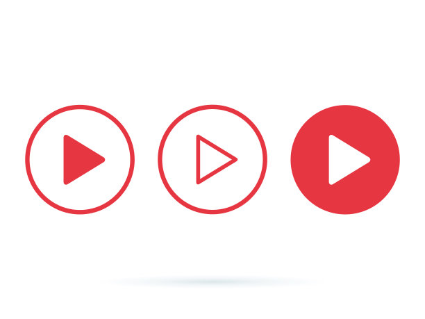 玩家按钮图标标志。为用户界面，用户体验设计，网站和应用程序设置的互联网在线电台流收听按钮。图片下载