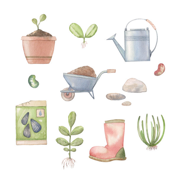水彩园艺工具和其他园艺项目2图片下载