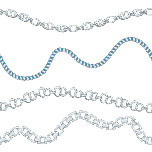 无缝图案与复古手绘银链在白色背景。绘画雕刻纹理。适合时尚，纺织，装饰框架，游艇风格的名片图片下载