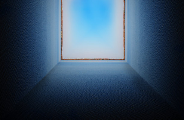 河流景观在超现实的三维立方体背景图片下载