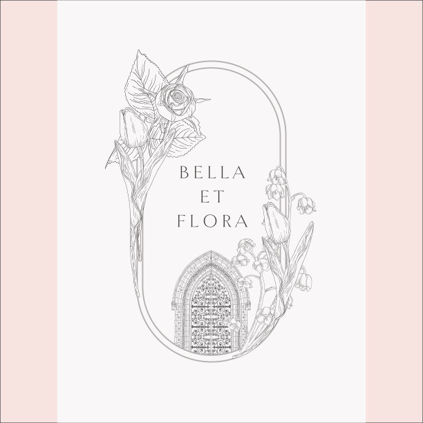 矢量复古标志与复古门和花卉图片下载