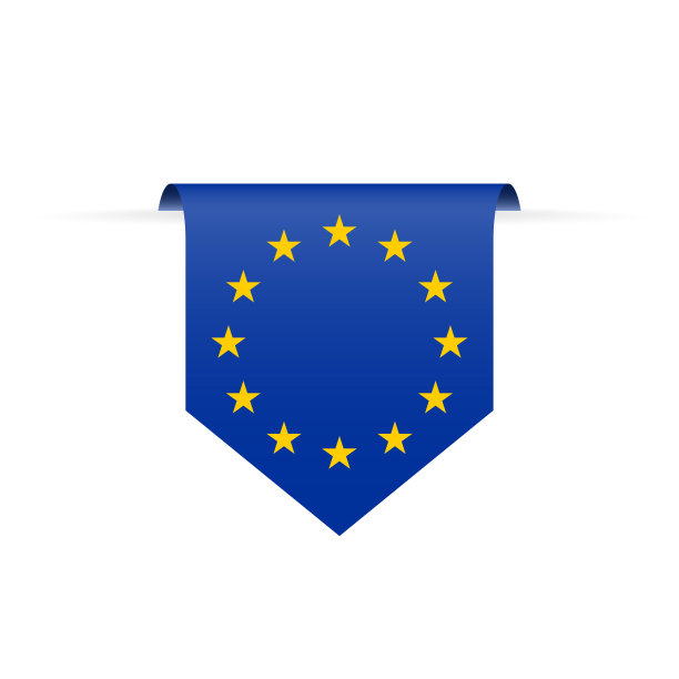 欧盟旗带或三角旗。悬挂着欧盟旗帜。矢量插图。图片下载