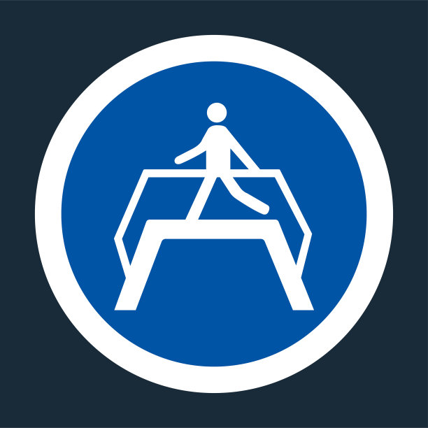 使用行人桥符号标志在黑色背景上的黑色背景，矢量插图图片下载