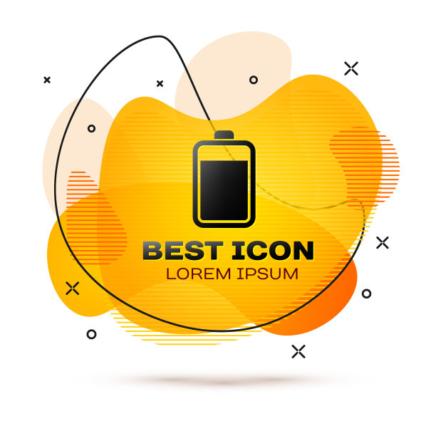 黑色电池图标孤立在白色背景。液颜色的旗帜。矢量图图片下载