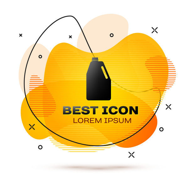 黑色家用化学品空白塑料瓶图标孤立在白色背景。液体洗涤剂或肥皂，去污剂，漂白剂。液颜色的旗帜。矢量图图片下载