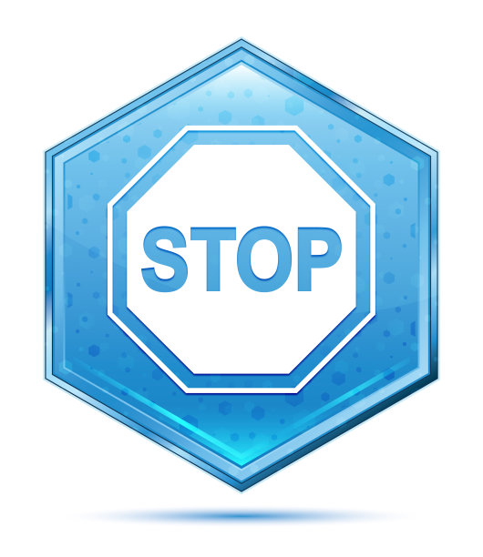 停止标志图标水晶蓝色六角形按钮图片下载