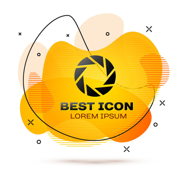 黑色相机快门图标孤立在白色背景上。液颜色的旗帜。矢量图图片下载