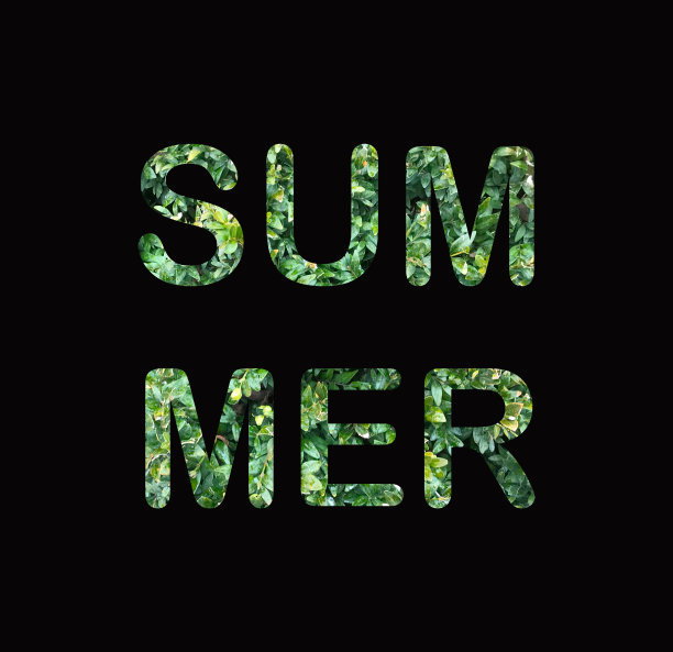 绿黄杨木夏季生态学字母黑色背景图片下载