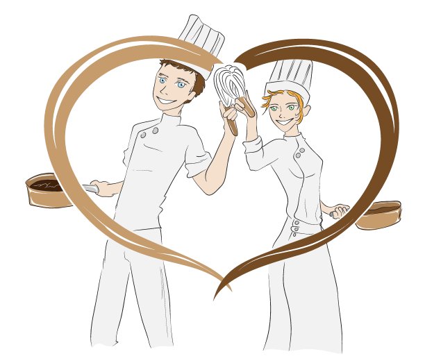 矢量插图的厨师与巧克力心图片下载