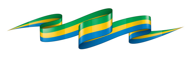 加蓬旗帜，矢量插图在白色的背景。图片下载