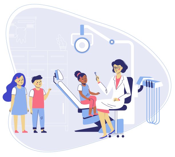 医学牙科的概念。牙医和牙科诊所的孩子们。图片下载