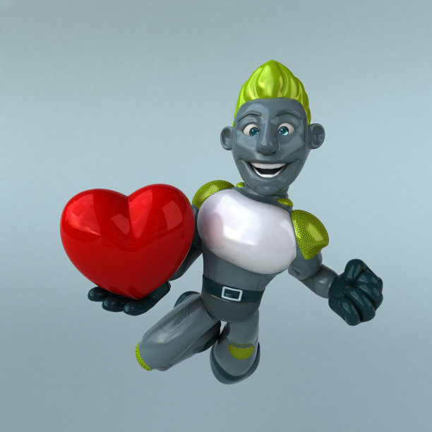 绿色机器人- 3D插图图片下载