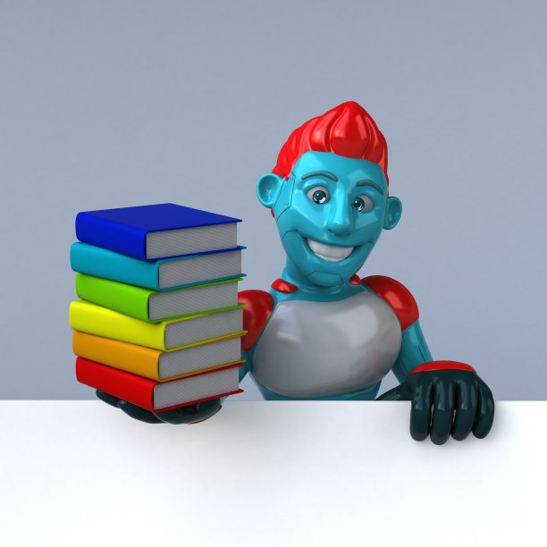 红色机器人- 3D插图图片下载