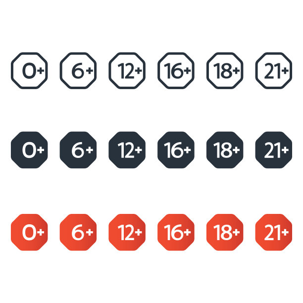 年龄限制标志。图片下载