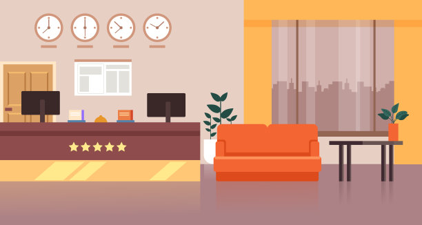 酒店豪华接待。旅游旅游的概念。矢量设计平面图形卡通插图图片下载