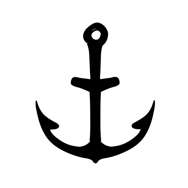 航海锚。铁沉重剪影古董锚的海船和远洋船标志插图孤立的矢量图标图片下载