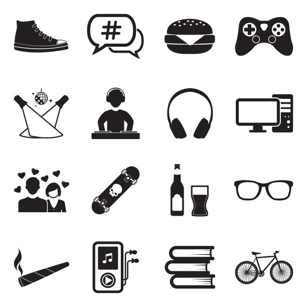 青少年的偶像。黑色的平面设计。矢量插图。图片下载