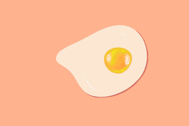 煎蛋孤立在橙色背景。煎蛋扁图标。插图图片下载