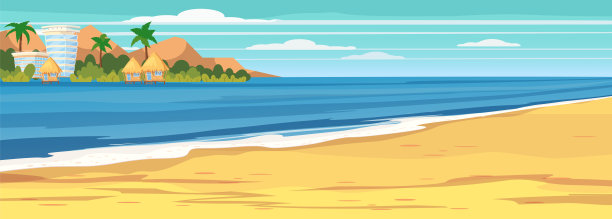 夏日海景，海滩，暑假。假日季节在海上度假。旅游休闲的背景。模板横幅广告矢量插图图片下载