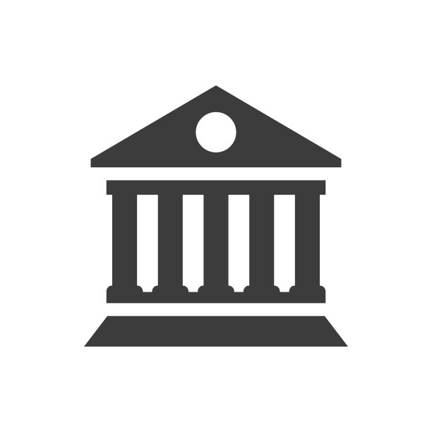 银行大楼图标上的白色背景。图片下载