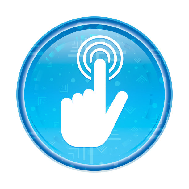 手光标点击图标蓝色圆形花按钮图片下载