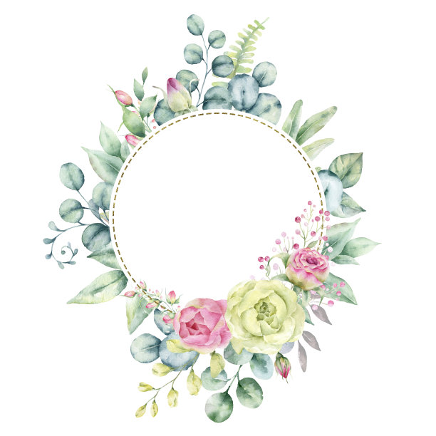 水彩花卉框架。图片下载