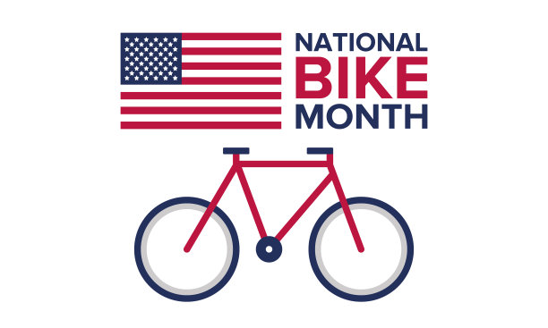 国家的自行车。每年5月在美国庆祝。自行车的概念。健康和积极的生活方式。运动或爱好。海报、卡片、横幅和背景。矢量图图片下载
