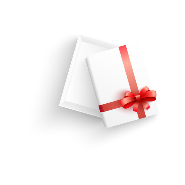 俯视图打开的空白色礼盒装饰红丝带和蝴蝶结在现实的三维孤立矢量插图-布局纸制礼盒祝贺和惊喜的设计。图片下载