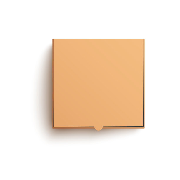 封闭的披萨盒模型矢量插图-空白棕色牛皮纸食品包装。图片下载