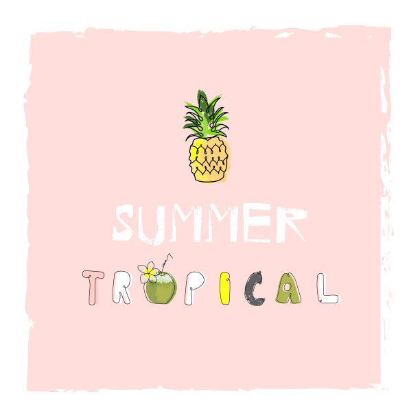 可爱的热带集野生鸟类，异国水果，花和叶图片下载