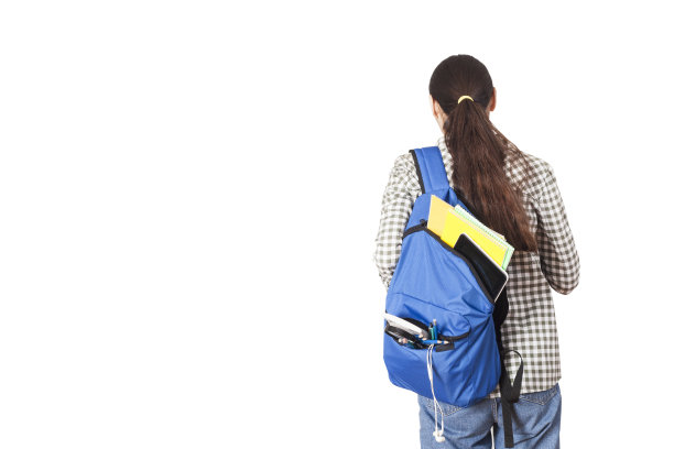 学生背包在白色的背景图片下载