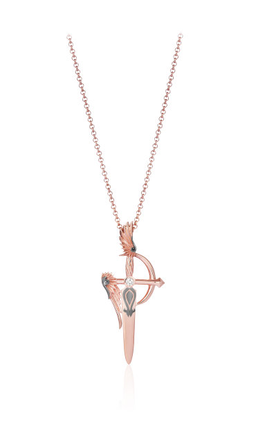 剑和翅膀搪瓷银金吊坠项链珠宝图片下载