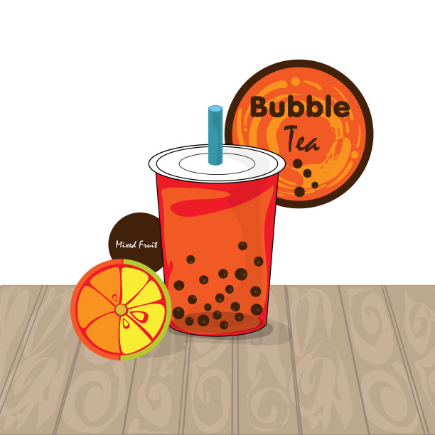 泡泡茶图案杯素材图片