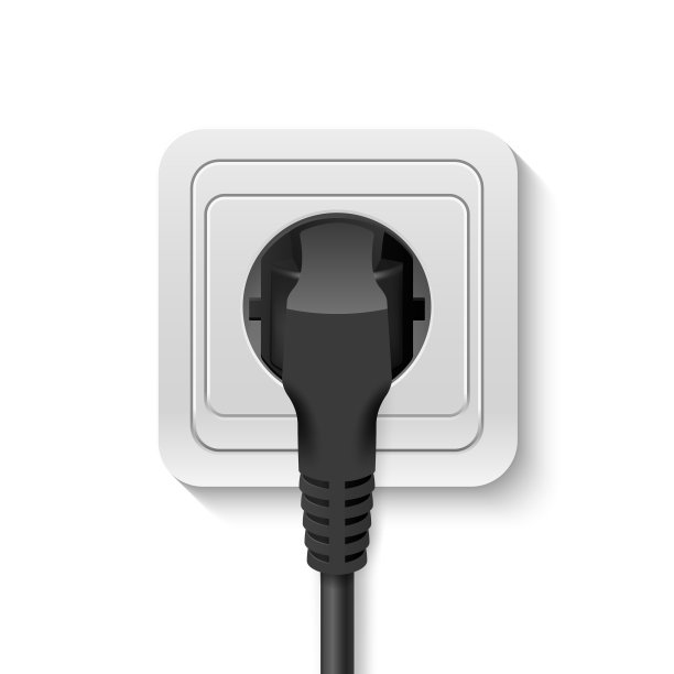 现实矢量3d黑色插头插入墙壁插座图标特写隔离在白色背景。电源线、电线插头设计模板。接线装置图片下载