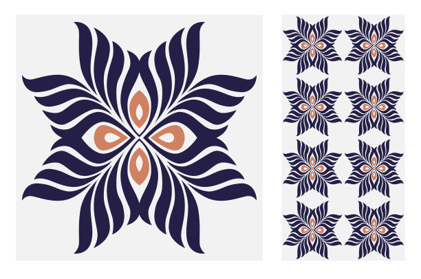 复古瓷砖葡萄牙模式古董无缝设计矢量插图图片下载