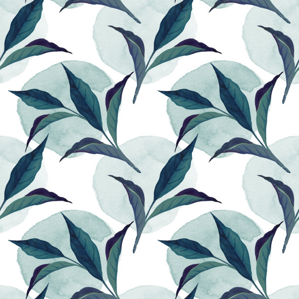 茶叶无缝图案水彩图片下载