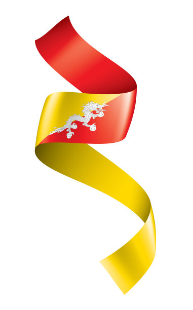 不丹国旗，矢量插图在白色的背景图片下载