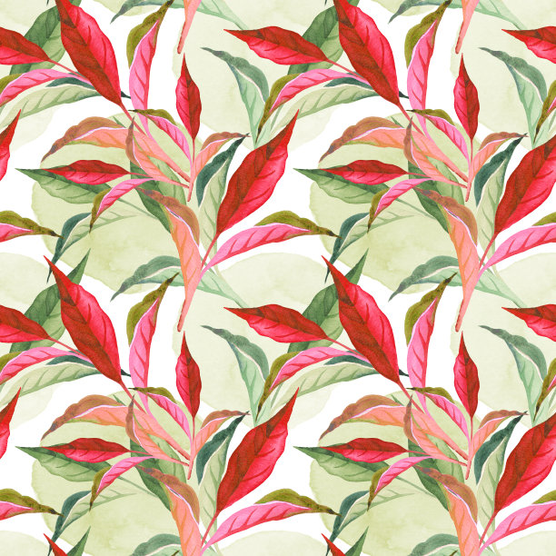 茶叶无缝图案水彩图片下载