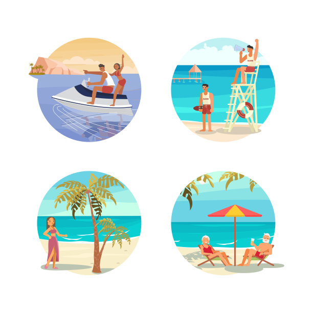 夏季活动人物的假期设置图片下载