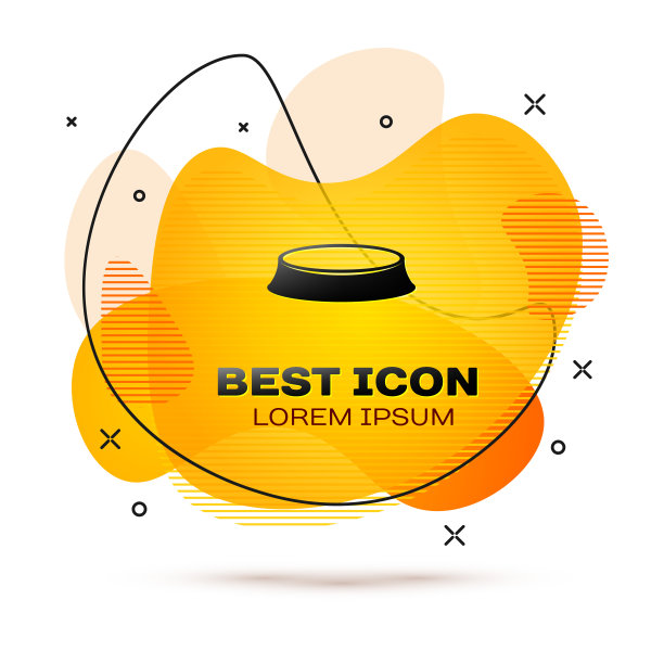 黑色宠物食品碗猫或狗图标孤立在白色背景。液颜色的旗帜。矢量图图片下载