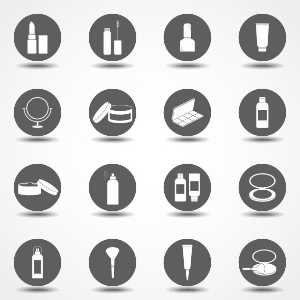 化妆品固体网络图标。美丽象形文字矢量集。图片下载